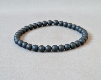 Men's Black Matte Onyx Beaded Bracelet, Protection Jewelry