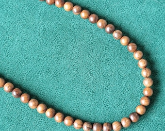 Brown wood necklace, plain wood beaded necklace, mens jewelry, surf necklace