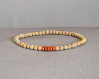 Men's Jasper Beaded Bracelet, Boho Chic Gemstone Jewelry