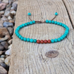 Turquoise gemstone bracelet, men&#39;s beaded bracelet, gift for men, turquoise jewelry