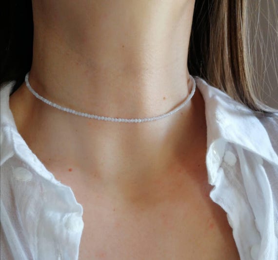 Barely there blue lace agate necklace, gift for woman