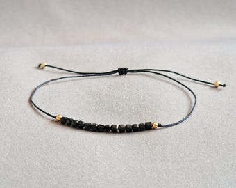 Black Tourmaline Bracelet, Dainty Protection Amulet Jewelry