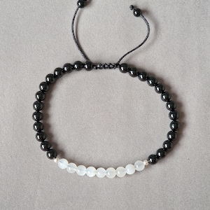 Black tourmaline bracelet selenite bracelet black tourmaline jewelry protection bracelet