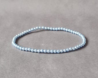 Dainty something blue pearl bracelet, gift for woman