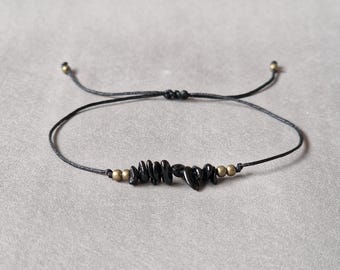 Petite Black Tourmaline Bracelet, Protection Jewelry Gift