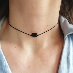 Black tourmaline necklace, black choker necklace, black tourmaline jewelry