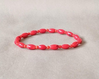 Pulsera pequeña de coral rojo, joyería minimalista de coral