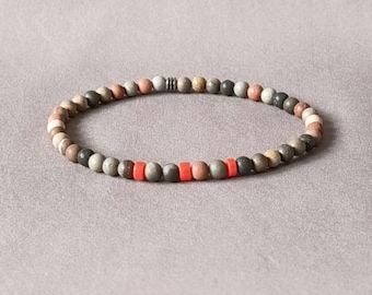 Men's beaded bracelet, matt picasso jasper bracelet
