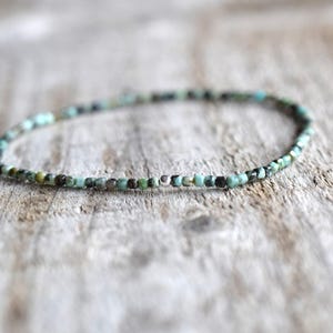 African turquoise gemstone bracelet, mens thin beaded bracelet, gift for men, real turquoise jewelry