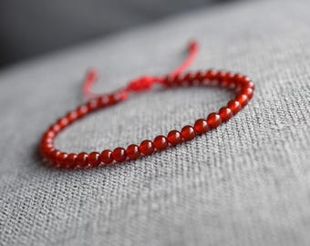 Red carnelian bracelet carnelian jewelry red bead bracelet gift for woman