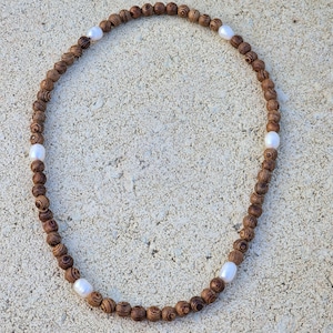 ネックレス・チョーカー SK8ER ROCK Pearl Points Wooden Beads Necklace Wood Pearl and Rosewood Necklace, Wood Bead Necklace, Red Beaded