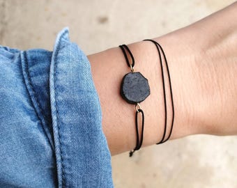 Raw Black Tourmaline Bracelet, Adjustable Protection Jewelry