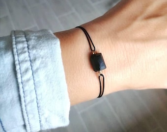 Raw Black Tourmaline Bracelet, Protection Crystal Jewelry