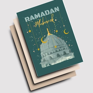 Cartões para desejos do Ramadã em 5 cores - Dome | Cartão para Ramadan Glückwünsche | Cartões | Baixar | Druck digital