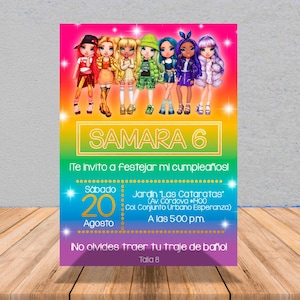 Invito di compleanno arcobaleno alto PSD