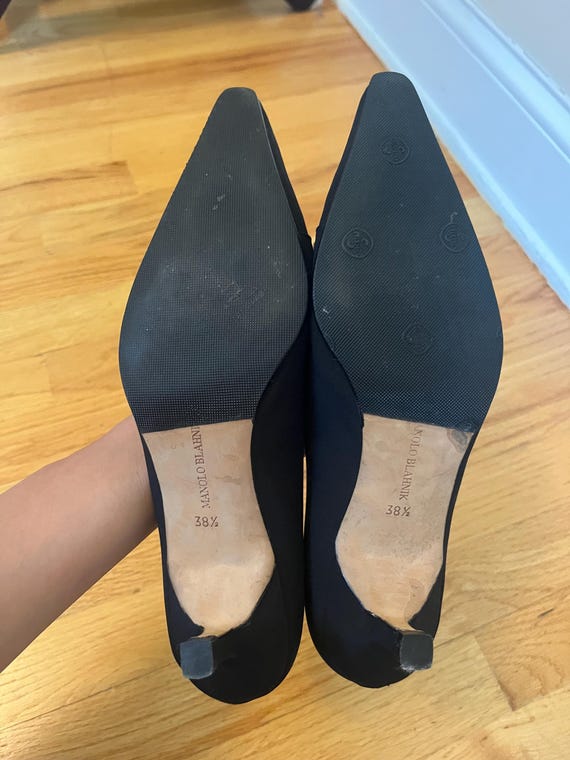Vintage Manolo Blahnik Black Crystal Buckle Heels – Size 38.5