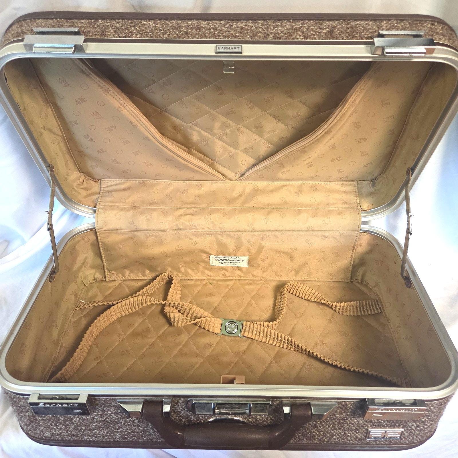 Vintage Amelia Earhart Retro Brown Tweed Roller Suitcase Baltimore