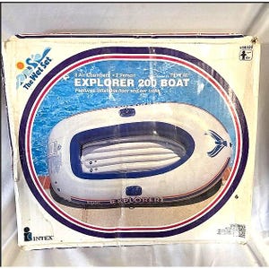 Vintage Intex The Wet Set Inflatable Two Person Explorer 200 Boat 1995 New