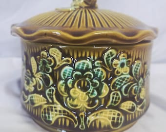 Vintage Japanese Lidded Ceramic Trinket Jar – Boho Mid-Century Style