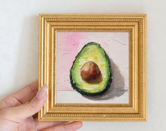 アボカドアート 静物画 野菜 オリジナル油絵 新聞アート 食品ウォール