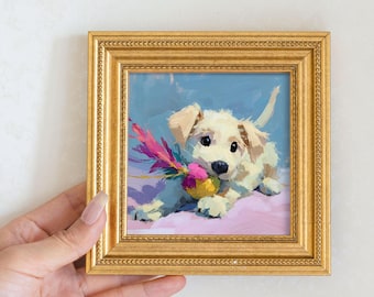茶色の犬の油絵 | ペットの肖像画 気まぐれなアート - Etsy 日本