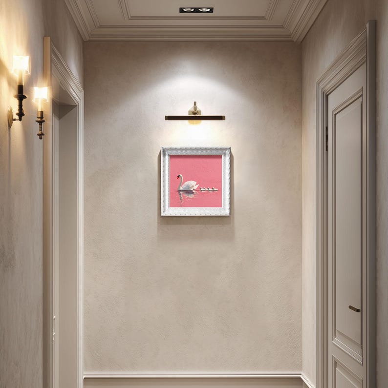 Small Original Swan Family Oil Painting, Hand Painted Wildlife Artwork ...