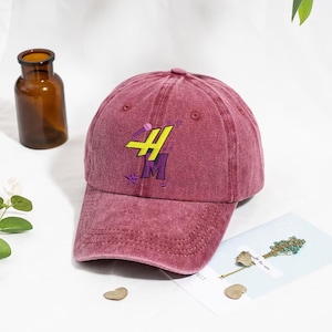 Cappellino da baseball con nota musicale HM ricamata, cappellino vintage da papà con microfono pop star lavato, cappellino a basso profilo retrò con grafica a stella per adolescenti.
