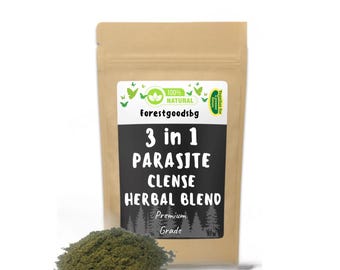 Mieszanka ziołowa 3 w 1 przeciw pasożytom | Naturalna łupina orzecha włoskiego | Zioła goździkowe i piołun | Gorzki