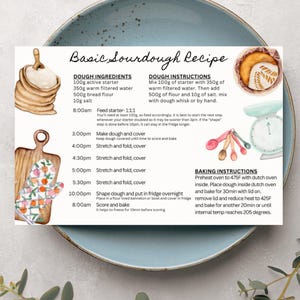 Sauerteig Rezept Karte zum Ausdrucken: Digitaler Download