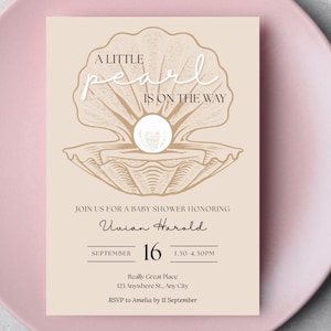 Printable Baby Shower Invitation Template - A Little Pearl is on the Way