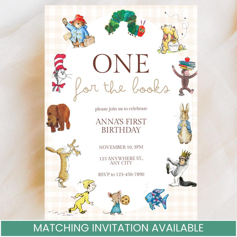 One for the Books Milestone Sign | First Birthday Reading Milestones | Editable Canva Template image 3