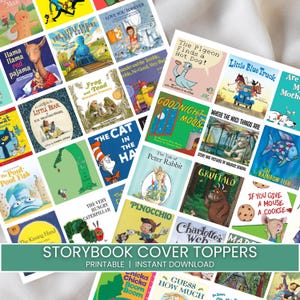 Adornos imprimibles para cupcakes con temática de libros (40 diseños), uno para cumpleaños, decoración para fiesta temática de libros, descarga instantánea