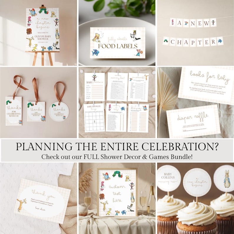 Baby Shower Invitation | A New Chapter Begins | Storybook Baby Shower Invite | Book Theme Baby Shower | Printable | Canva Template image 4