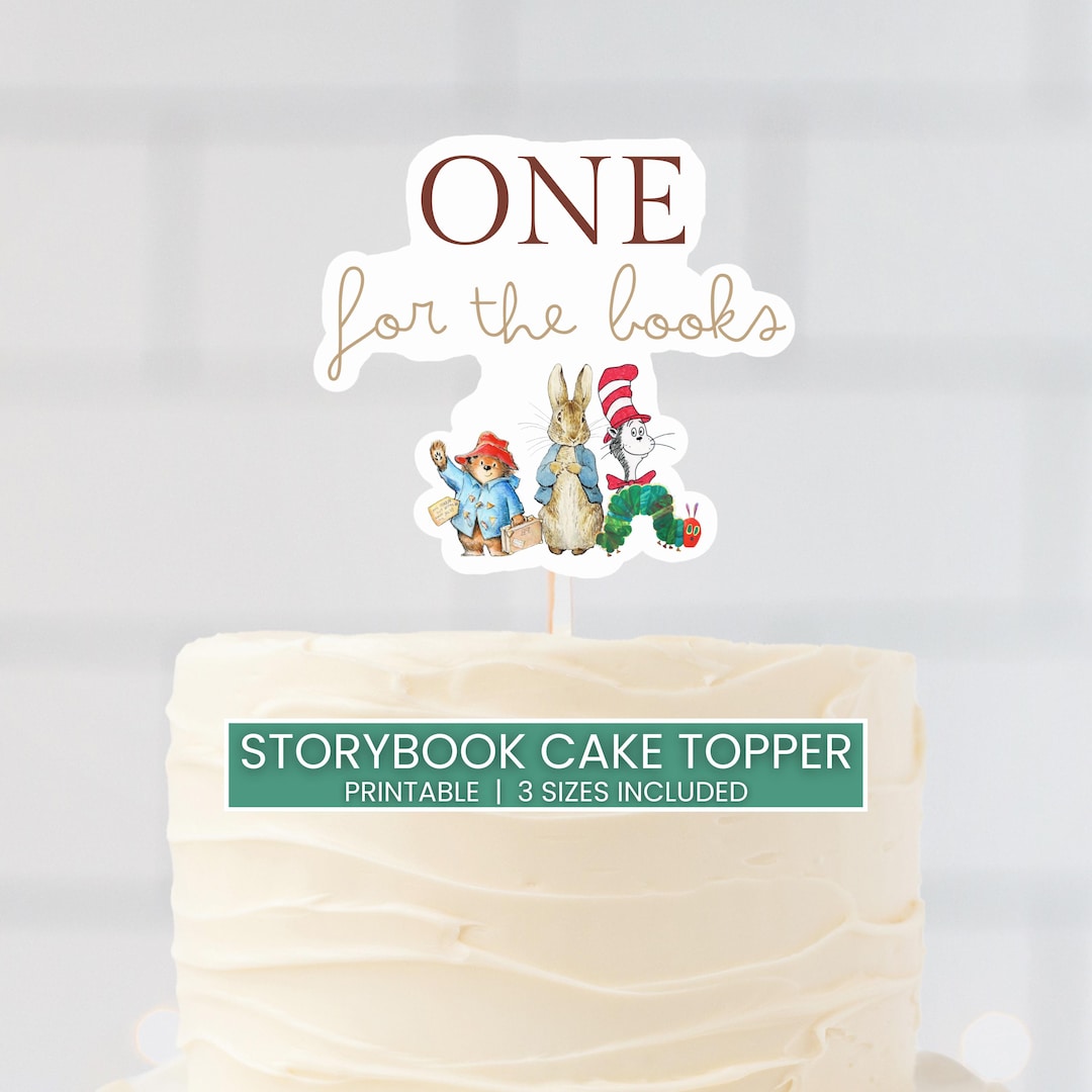 One Topper Book One for the Books Cake Topper | Storybook First Birthday Cake Topper ...