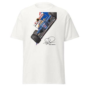 Retro Nigel Mansell Signature T-Shirt - Mansell T-Shirt - Retro Williams T-Shirt - Nigel Mansell Merch - Mansell Williams Red 5