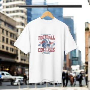 American Football College All-Star T-Shirt, Unisex Oversized T-Shirt, Vintage Sports Tee, Football Streetwear Apparel, Valentines Day Gift