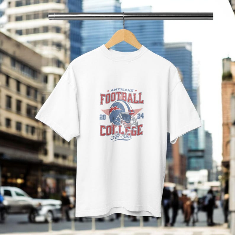 American Football College All-Star T-Shirt, Unisex Oversized T-Shirt, Vintage Sports Tee, Football Streetwear Apparel, Valentines Day Gift