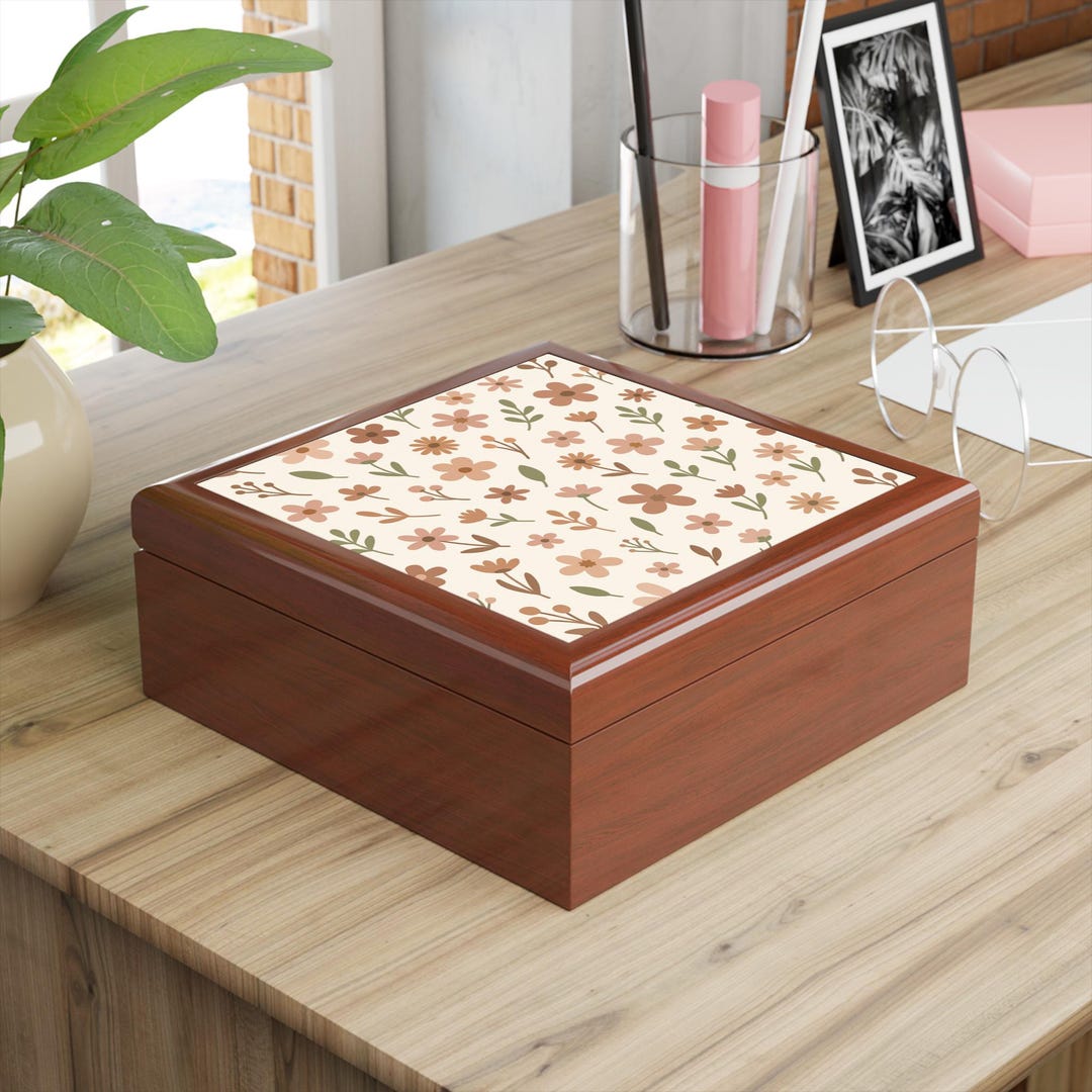Floral Jewelry Box Boho Gift for Her Women Keepsake Box Organizer for ...