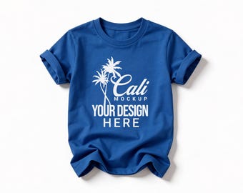 Maqueta de Bella Canvas 3001Y, maqueta de camiseta juvenil, maqueta de camisa infantil, maqueta de camiseta en blanco, JPG, maqueta de ropa, azul rey