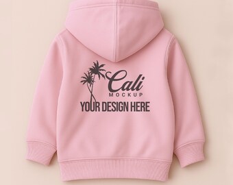 Rabbit Skins 3326 Hoodie Kids Mockup, Toddler Hanging, Real Product Mock, Trendy Neutral Youth, Back, Pink