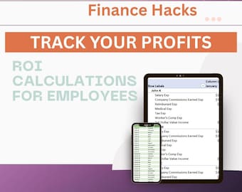 Calculatrice de retour sur investissement feuille de calcul | Retour sur investissement et suivi des bénéfices | Outil commercial et financier | Modèle Excel