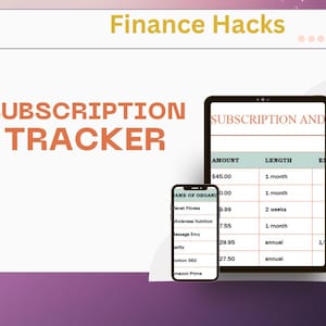 Subscription Tracker-Excel Digital Download