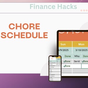 Basic Chore Schedule: Excel Digitial Download