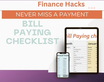 Bill Payment Tracker Spreadsheet | Monthly Bill Organizer and Due Date Checklist | Excel Template