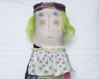 Primitive Ragdoll - Painted Prim Doll - Womens Gift Doll - Primitive Folk Doll - Gift for Her - Soft Sculpture Doll - Prim Doll