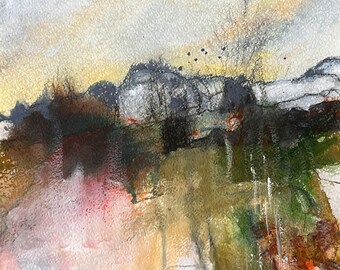 Scottish Landscape, Original Abstract Painting, Landscape,  Landscape Scenery, Original Mixed Media Art