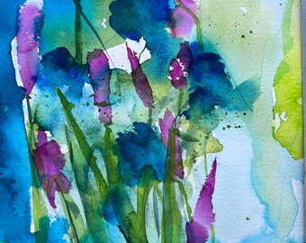 Original Floral Watercolour, Expressive Watercolour Art, Watercolour Flowers, Abstract Flower Painting