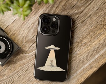 Space Blossom Tough Phone Case | Gift for Science Fiction Lovers, UFO, Alien, Floral Design, Durable Phone Cover, UFO Phone Case, Funny