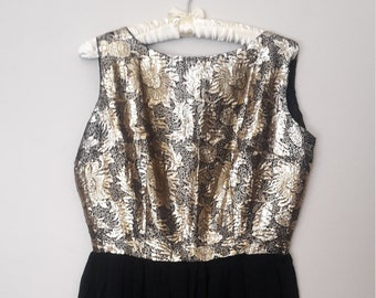 1960s metallic and black party dress S XS