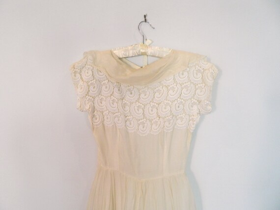 1950s ivory silk dress XS